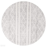 Oasis Salma White And Grey Tribal Round Rug - 150X150cm