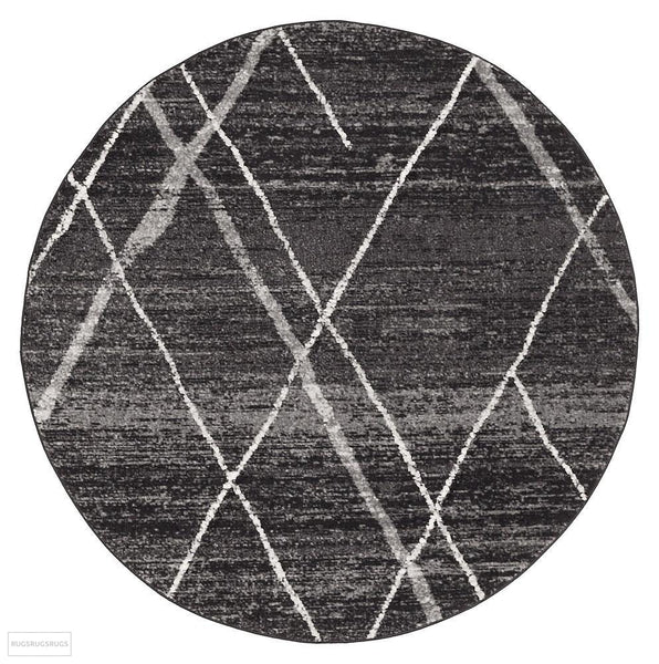 Oasis Noah Charcoal Contemporary Round Rug - 150X150cm