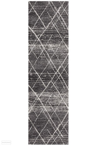 Oasis Noah Charcoal Contemporary Runner Rug - 300X80cm