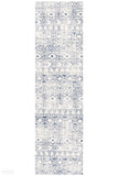 Oasis Ismail White Blue Rustic Runner Rug - 300X80cm
