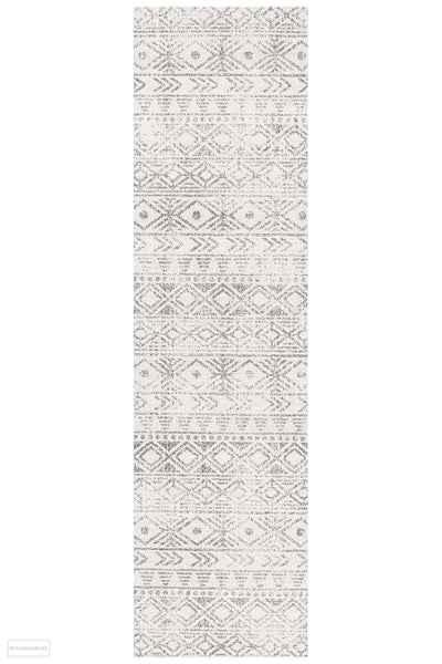 Oasis Ismail White Grey Rustic Rug - 300X80cm