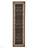 Sydney Collection Classic Rug Black with Ivory Border - 150x80cm
