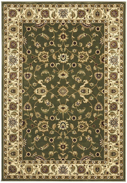 Sydney Collection Classic Rug Green with Ivory Border - 170x120cm