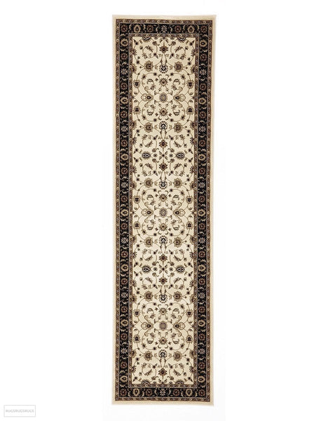 Sydney Collection Classic Rug Ivory with Black Border - 150x80cm