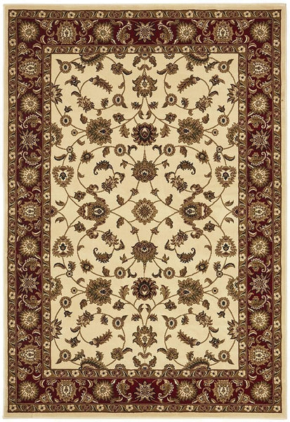 Sydney Collection Classic Rug Ivory with Red Border - 170x120cm