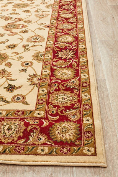 Sydney Collection Classic Rug Ivory with Red Border
