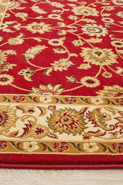 Sydney Collection Classic Rug Red with Ivory Border