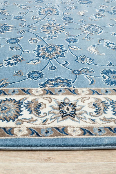 Sydney Collection Classic Rug Sky Blue with Blue Border