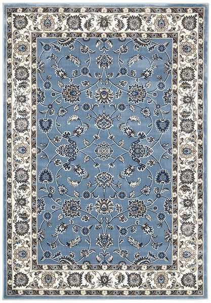 Sydney Collection Classic Rug Sky Blue with Blue Border - 150x80cm