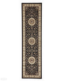 Sydney Collection Medallion Rug Black with Ivory Border - 150x80cm