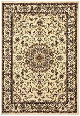 Sydney Collection Medallion Rug Ivory with Ivory Border - 170x120cm
