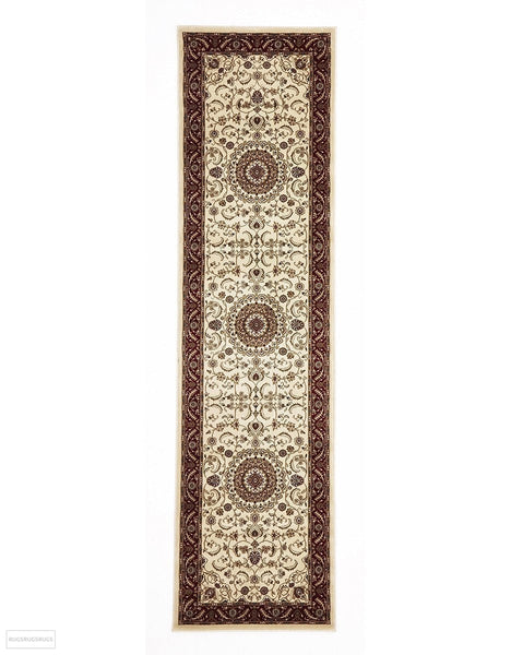 Sydney Collection Medallion Rug Ivory with Red Border - 150x80cm