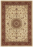 Sydney Collection Medallion Rug Ivory with Red Border - 170x120cm
