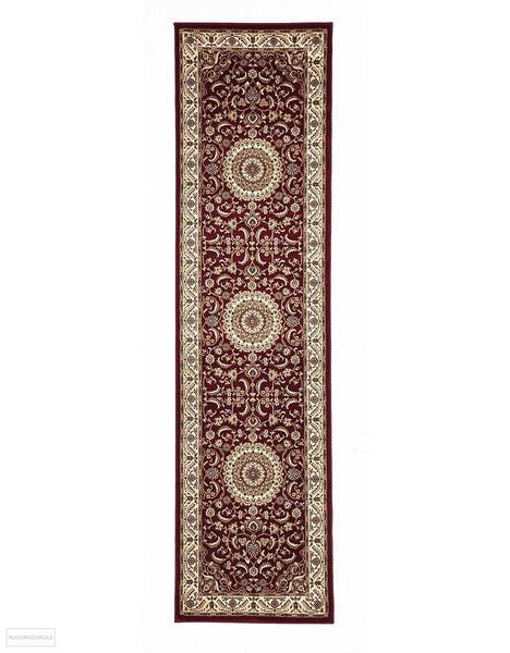 Sydney Collection Medallion Rug Red with Ivory Border - 150x80cm