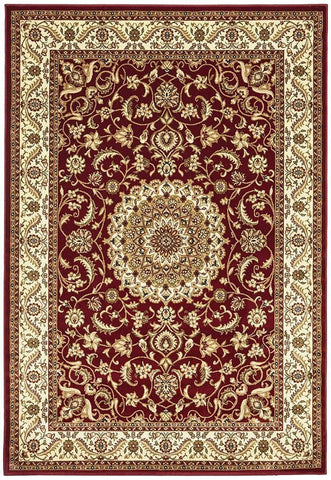 Sydney Collection Medallion Rug Red with Ivory Border - 170x120cm