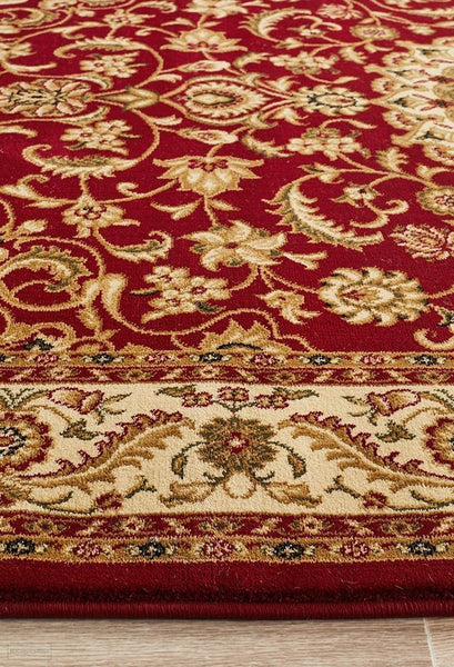 Sydney Collection Medallion Rug Red with Ivory Border