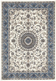 Sydney Collection Medallion Rug White with Blue Border - 170x120cm